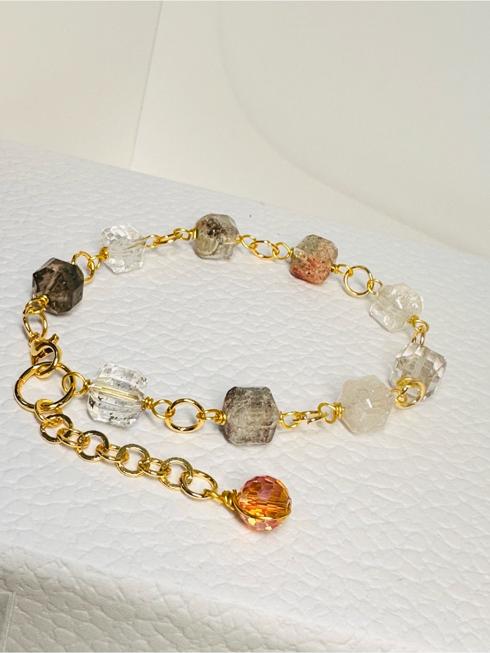Square Phantom Quartz stone Beads Bracelet
